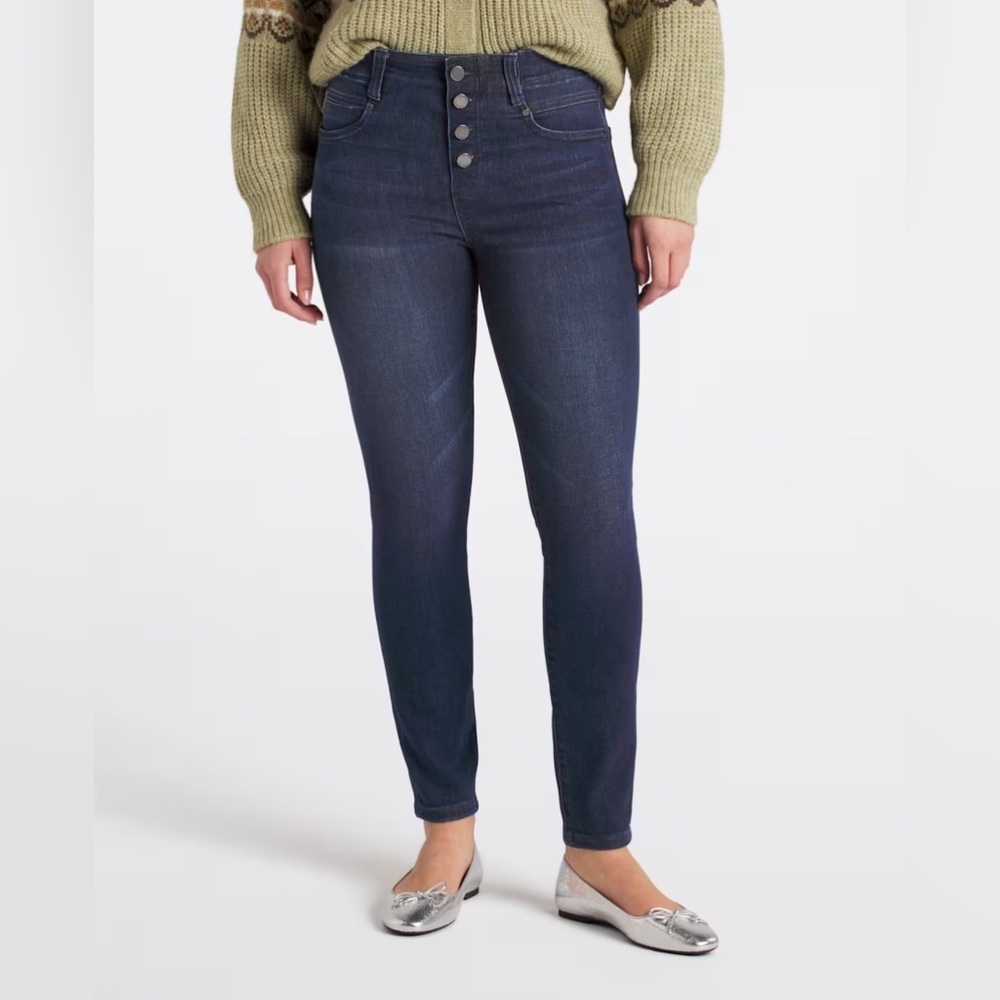 NWT Liverpool Women’s Gia Glider Button Fly Ankle Pull On Skinny Jean 8